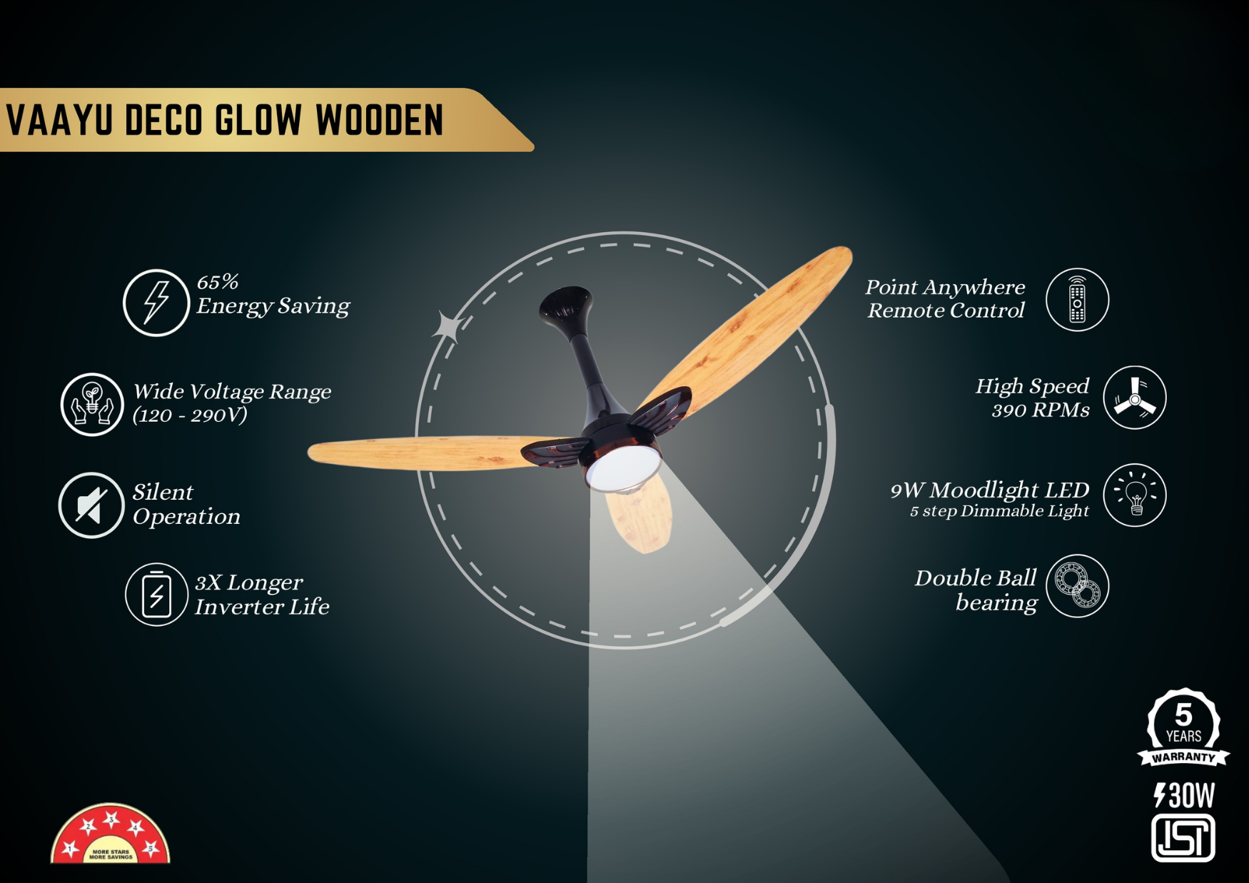MAXIMO Vaayu Deco Glow Wooden